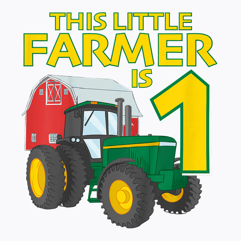 Kids 1 Year Old Green Farm Tractor Birthday Party Farmer 1st Gift T Sh T-shirt | Artistshot