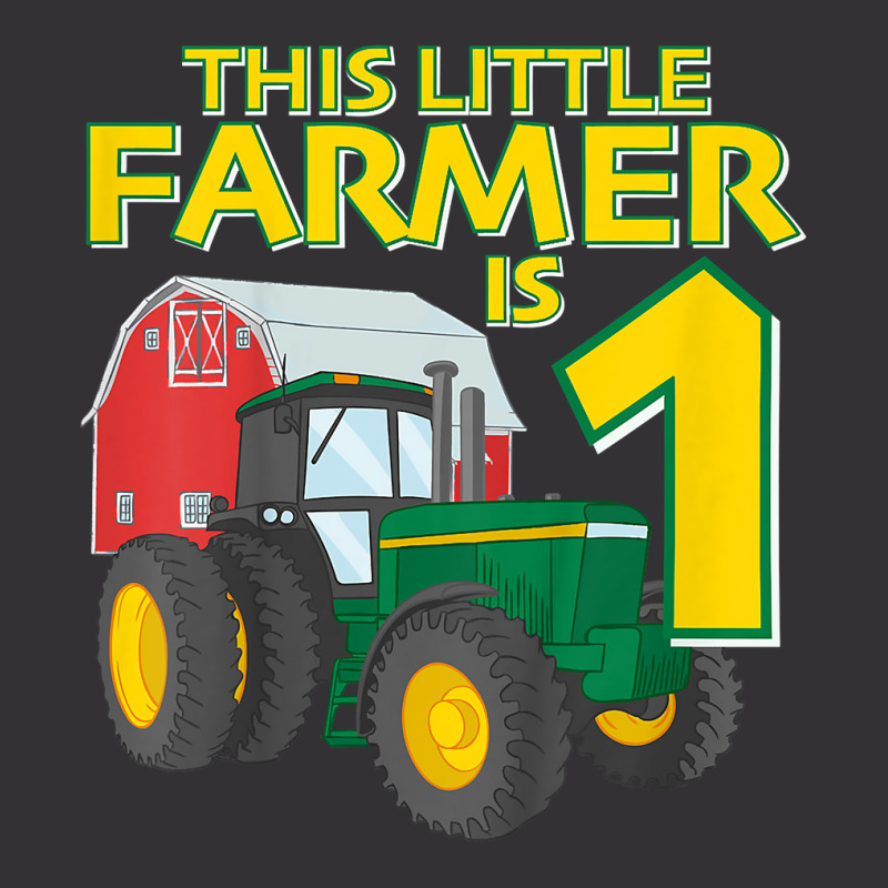 Kids 1 Year Old Green Farm Tractor Birthday Party Farmer 1st Gift T Sh Vintage Hoodie | Artistshot