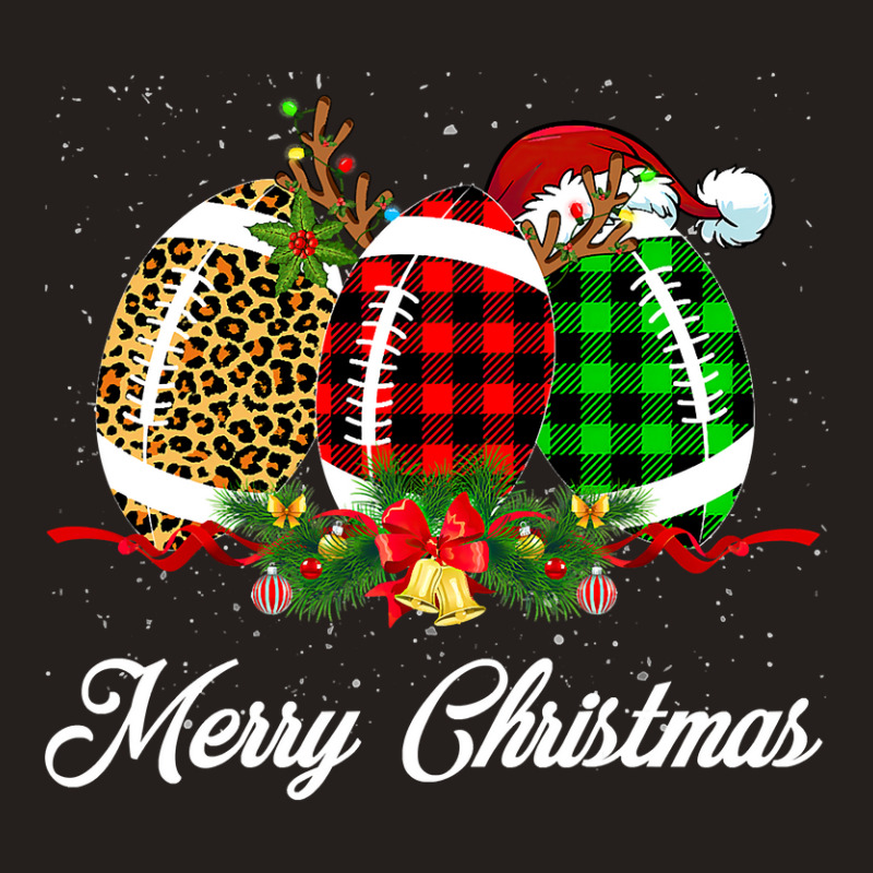 Football Football Ball Christmas Leopard Red Plaid Santa Hat Reindeer Tank Top by hopelessoon | Artistshot