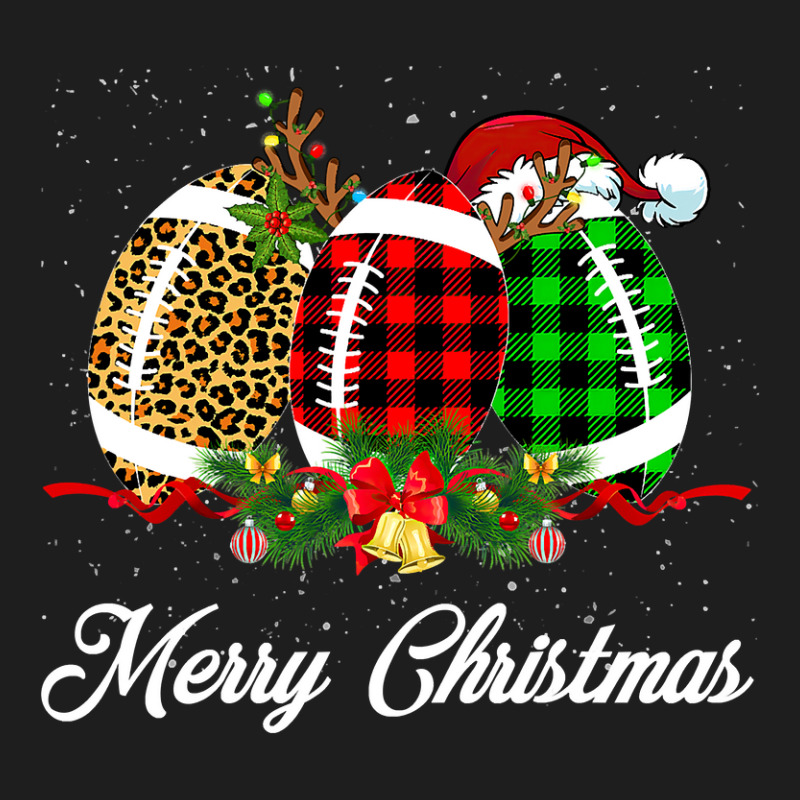 Football Football Ball Christmas Leopard Red Plaid Santa Hat Reindeer Classic T-shirt by hopelessoon | Artistshot