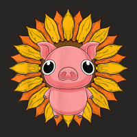 Farmer Sunflower Piglet Farm Animal Farming Cute Pig T Shirt Ladies Fitted T-shirt | Artistshot