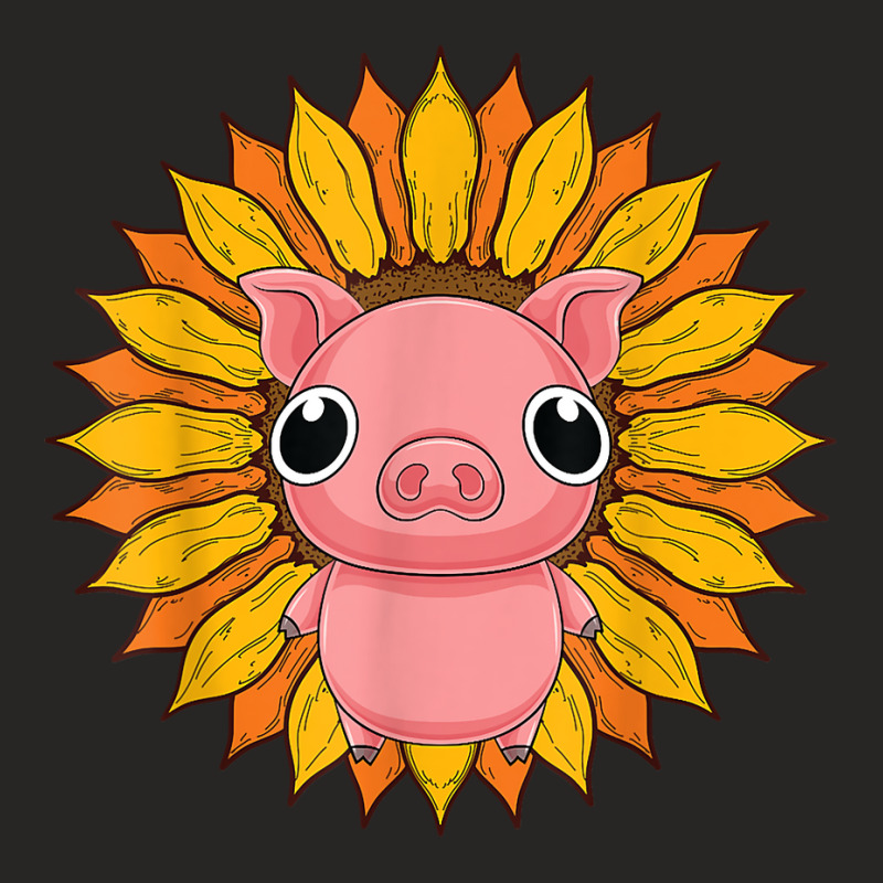 Farmer Sunflower Piglet Farm Animal Farming Cute Pig T Shirt Ladies Fitted T-Shirt by vazwttopperve | Artistshot