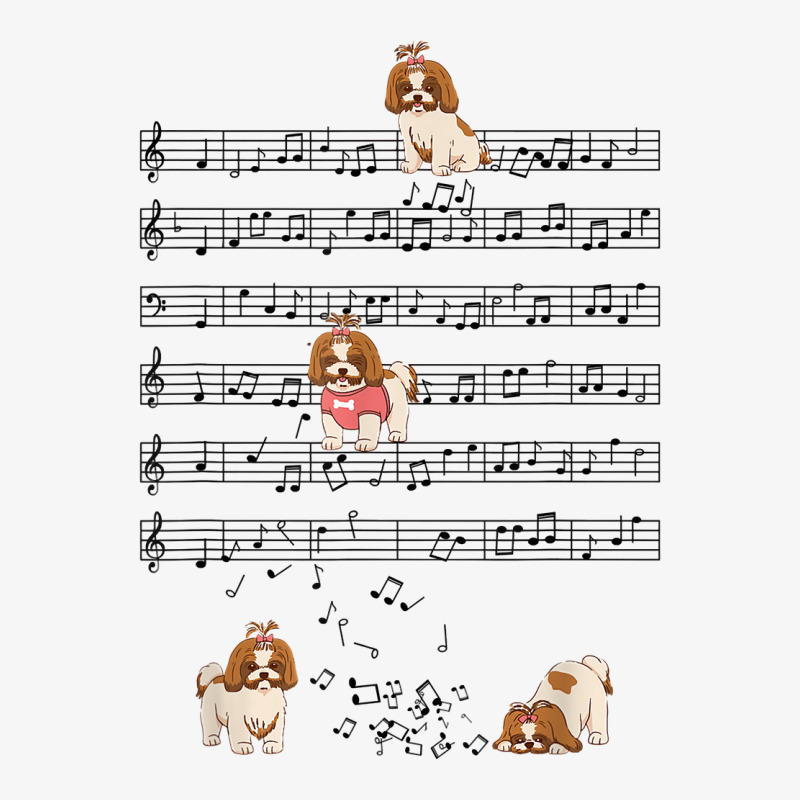 Funny Shih Tzu Music Playing Music Note T Shirt Ladies Fitted T-Shirt by gillanbepicaia | Artistshot