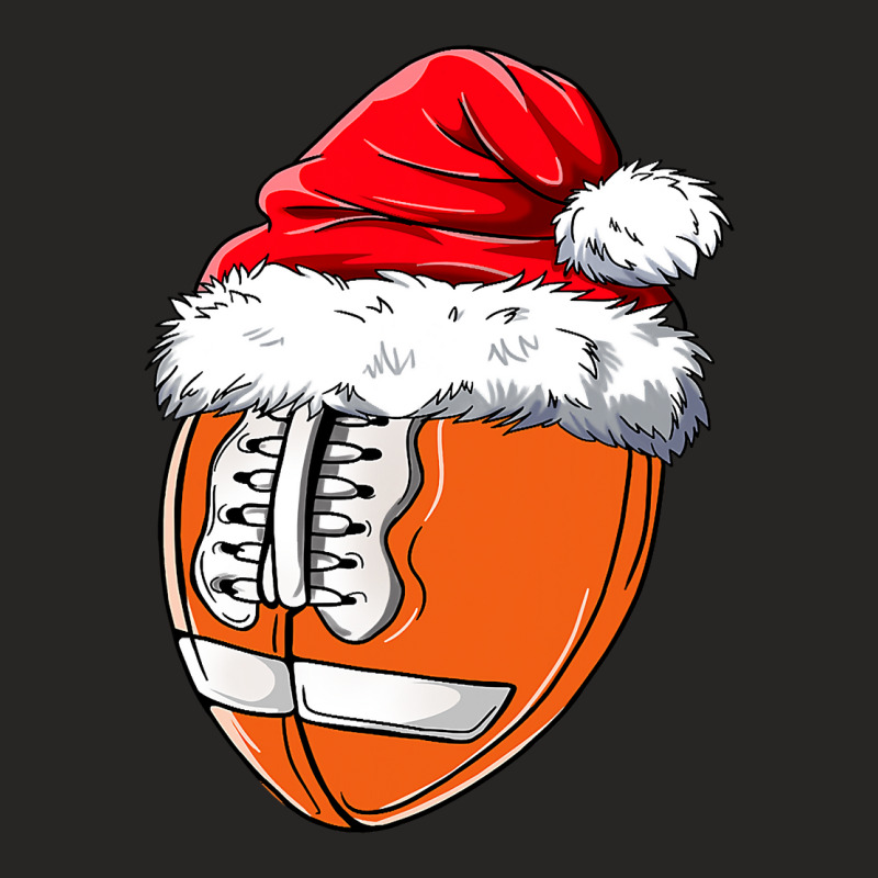 American Football Football Christmas With Santa Hat Football Ladies Fitted T-Shirt by hopelessoon | Artistshot