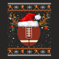 American Football Funny Football Reindeer Santa Hat Ugly Christmas Swe Ladies Fitted T-shirt | Artistshot