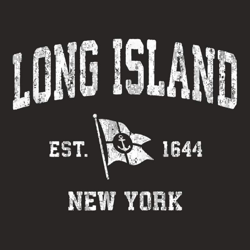 Long Island Nyc New York Ny Vintage Boat Anchor Flag Tee Ladies Fitted T-Shirt by harmanyuan | Artistshot