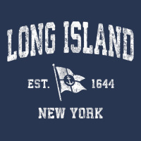 Long Island Nyc New York Ny Vintage Boat Anchor Flag Tee Ladies Denim Jacket | Artistshot