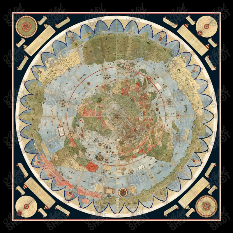 1587 Flat Earth Map Of The World Urbano Monte Historic Wall Poster Glo Legging by shafermichelle | Artistshot