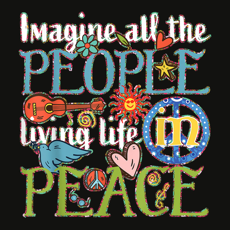 Imagine All The People Living Life In Peace T Shirt Scorecard Crop Tee by manviwadlington | Artistshot