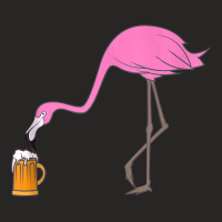 Beer Drinking Drunk Pink Flamingo Funny Bird Tank Top Ladies Fitted T-shirt | Artistshot