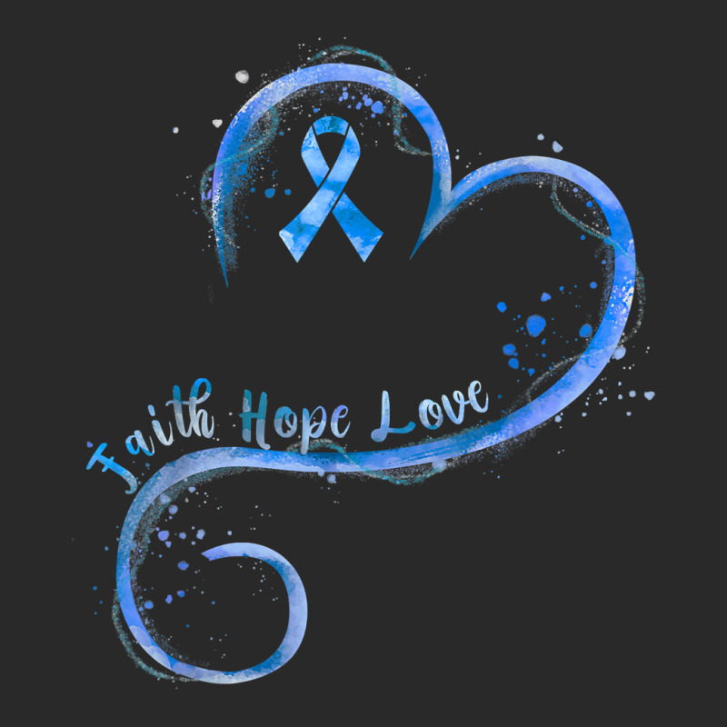 Faith Hope Love Dark Blue Ribbon Colon Cancer Awareness T Shirt Printed Hat | Artistshot