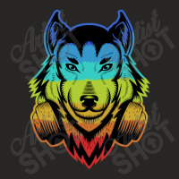 Wolf Headphone Colorful Ladies Fitted T-shirt | Artistshot