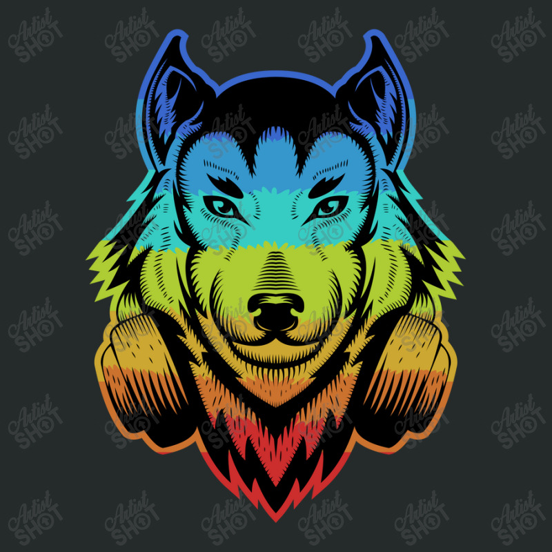 Wolf Headphone Colorful Women's Triblend Scoop T-shirt by andypp | Artistshot