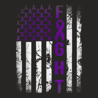 Pancreatic Cancer Awareness, Purple Fight American Flag T Shirt Ladies Fitted T-shirt | Artistshot