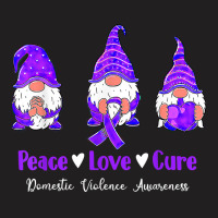 Peace Love Gnomes Purple Ribbon Domestic Violence Awareness T Shirt T-shirt | Artistshot