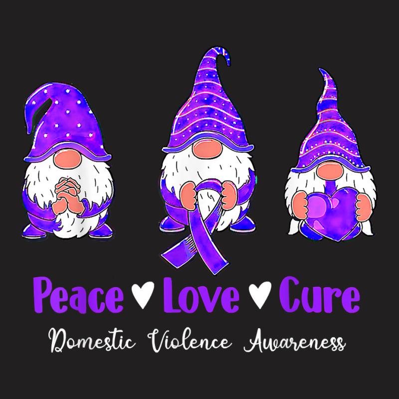 Peace Love Gnomes Purple Ribbon Domestic Violence Awareness T Shirt T-shirt | Artistshot