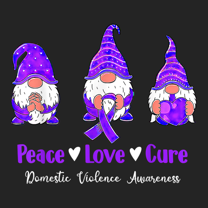 Peace Love Gnomes Purple Ribbon Domestic Violence Awareness T Shirt 3/4 Sleeve Shirt | Artistshot