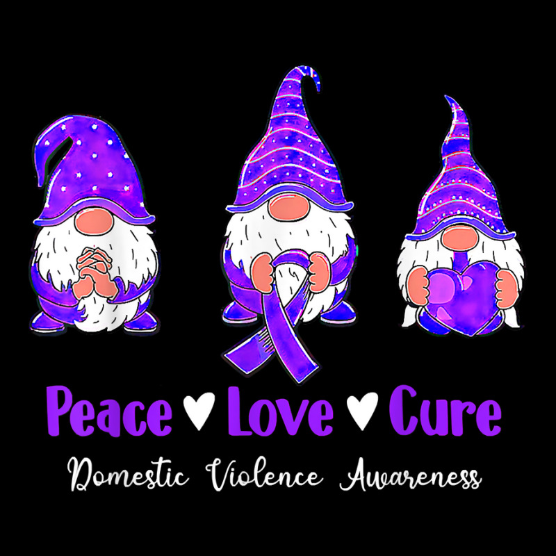 Peace Love Gnomes Purple Ribbon Domestic Violence Awareness T Shirt Men's Long Sleeve Pajama Set | Artistshot