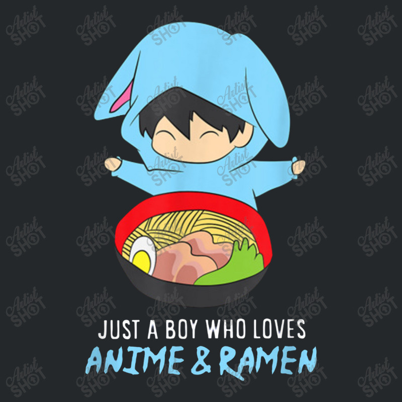 Just A Boy Who Loves Anime And Ramen Funny Anime Crewneck Sweatshirt | Artistshot