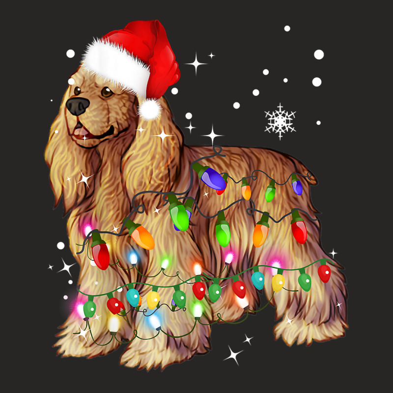 Christmas Lights Cocker Spaniel Dog T Shirt Ladies Fitted T-Shirt by johnjosephmenk | Artistshot