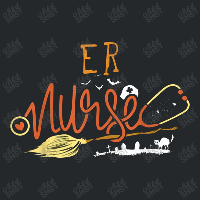 Er Nurse Halloween Ed Emergency Room Nursing Witch On Broom Crewneck Sweatshirt | Artistshot