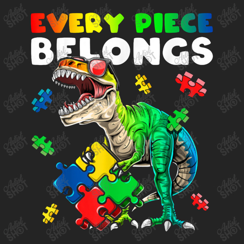 Every Piece Belongs Dinosaur Autism Awareness Puzzle 3/4 Sleeve Shirt | Artistshot