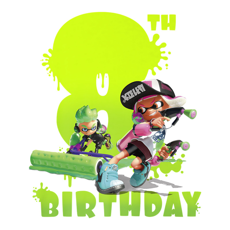 Splatoon Inkling 8th Birthday Green Splatter Portrait Premium T Shirt Sticker | Artistshot