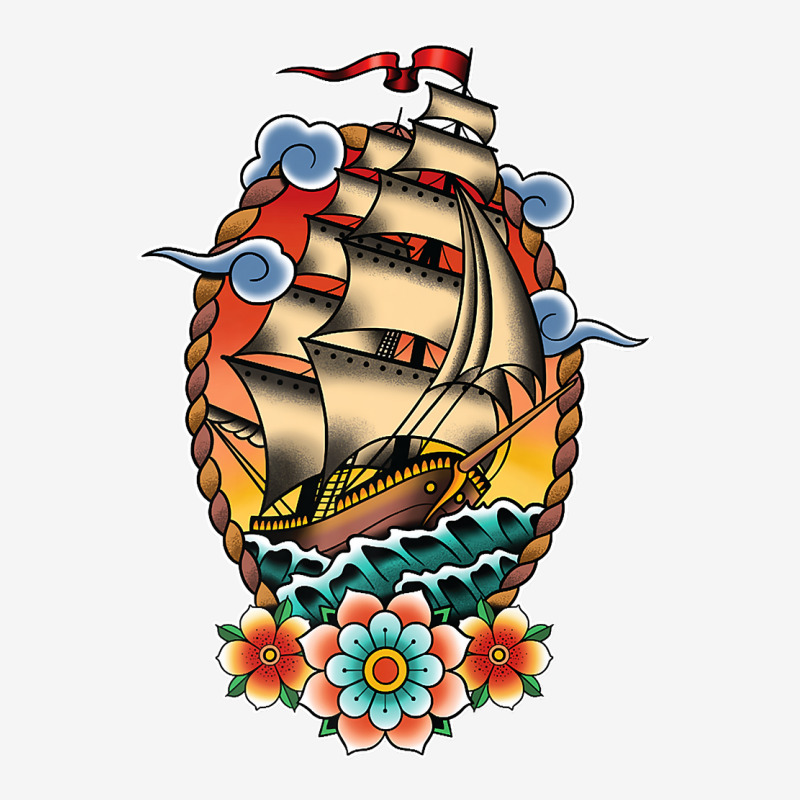 Old School American Traditional Tattoo Flash Clipper Ship Premium T Sh Scorecard Crop Tee by johnjosephmenk | Artistshot