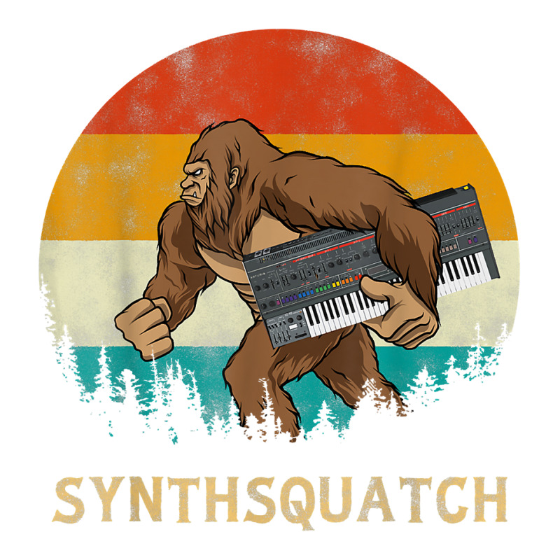 Synthsquatch Bigfoot Holding Synthesizer Synthesiser Design T Shirt V-neck Tee | Artistshot