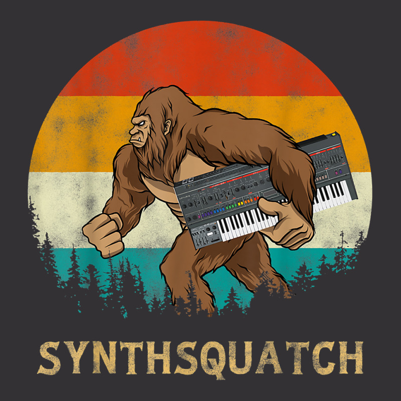 Synthsquatch Bigfoot Holding Synthesizer Synthesiser Design T Shirt Vintage Hoodie And Short Set | Artistshot