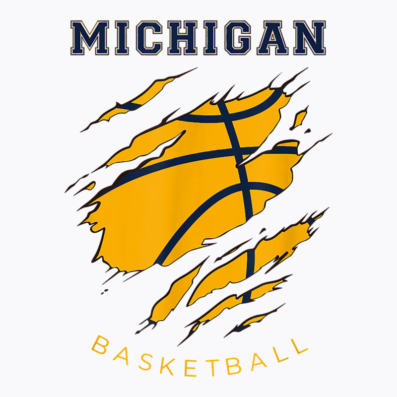 Mi The Wolverine State Distressed Michigan Basketball Hoops T Shirt T-shirt | Artistshot