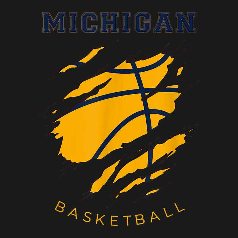 Mi The Wolverine State Distressed Michigan Basketball Hoops T Shirt Full-length Apron | Artistshot