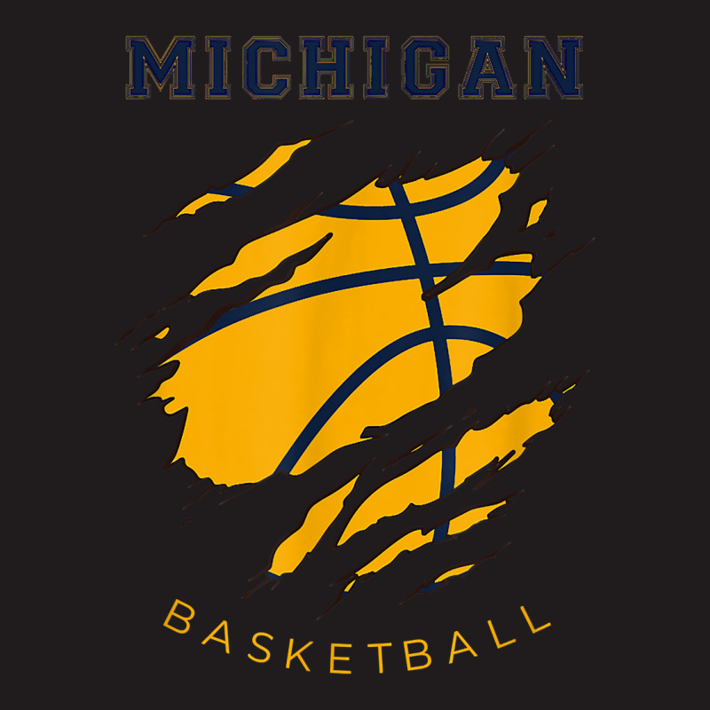 Mi The Wolverine State Distressed Michigan Basketball Hoops T Shirt Waist Apron | Artistshot