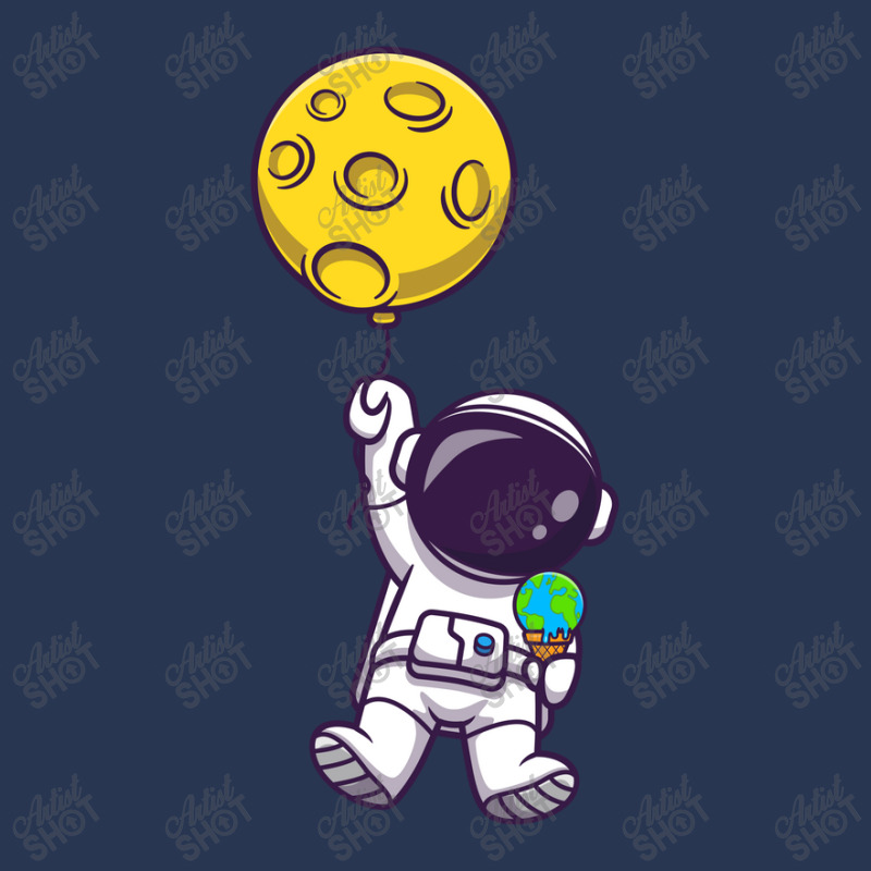 Cute Astronaut Floating With Moon Balloon Ladies Denim Jacket | Artistshot