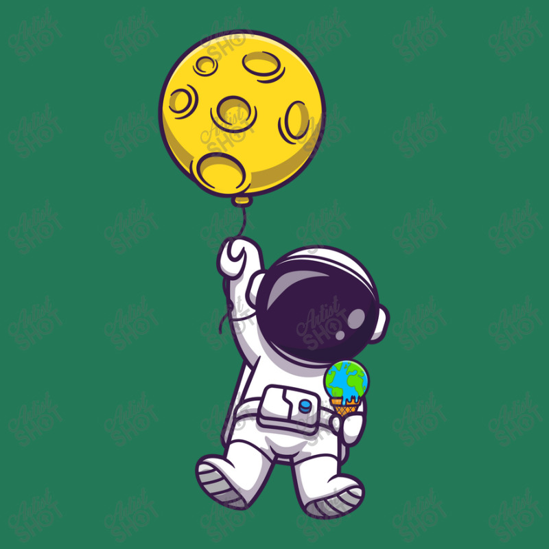 Cute Astronaut Floating With Moon Balloon Ladies Fitted T-shirt | Artistshot