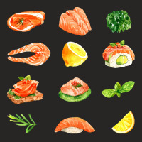 Assorted Salmon Appetizers T  Shirt Salmon Set T  Shirt Ladies Fitted T-shirt | Artistshot