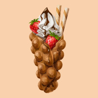 Bubble Waffle Ice Cream T  Shirt Egg Bubble Waffle Vanilla Ice Cream W Cropped Hoodie | Artistshot