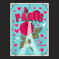 Lovely Paris France Eiffel Tower With Roses Illustration T Shirt Ladies Fitted T-shirt | Artistshot