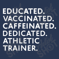 Educated Vaccinated Caffeinated Dedicated Athletic Trainer Ladies Denim Jacket | Artistshot