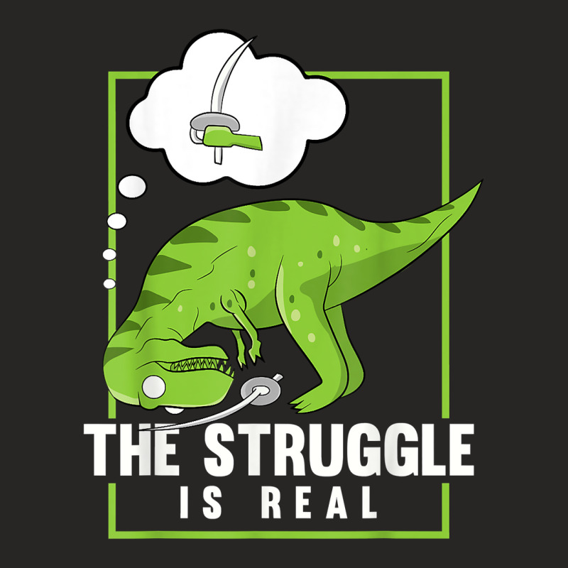 The Struggle Is Real Sword Fighting Dinosaur Fencer Fencing T Shirt Ladies Fitted T-Shirt by copedoire | Artistshot