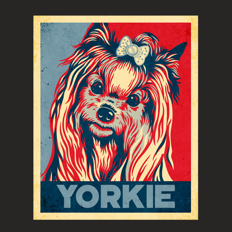 Dog Funny Yorkshire Terrier Lover Propaganda Poster Style Dog Paw Paw Ladies Fitted T-Shirt by pester | Artistshot