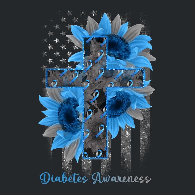 Diabetes Diabetic Blue Ribbon Sunflower Christian Cross 61 Diabetes Aw Crewneck Sweatshirt by pester | Artistshot