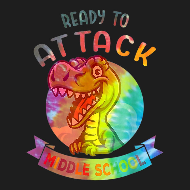 Tie Dye Ready To Attack Middle Back To School Dinosaur T Shirt Classic T-shirt | Artistshot