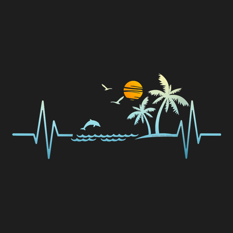 Womens Heartbeat With Tropical Palm Trees Beach Island Sunset V Neck T Classic T-shirt by heartlytreleven | Artistshot