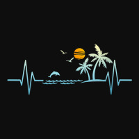 Womens Heartbeat With Tropical Palm Trees Beach Island Sunset V Neck T Crop Top | Artistshot