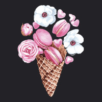 Pink Floral Macaron Ice Cream Cone T  Shirt Pink Floral Macaron Cone B Youth Tee | Artistshot