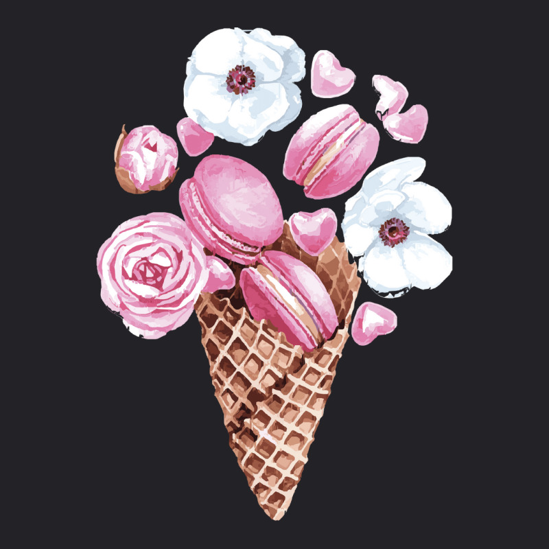 Pink Floral Macaron Ice Cream Cone T  Shirt Pink Floral Macaron Cone B Youth Tee by salesmanhuh | Artistshot