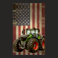 Farm Tractors Distressed Usa Flag Combine Tractor Farming Ladies Fitted T-shirt | Artistshot