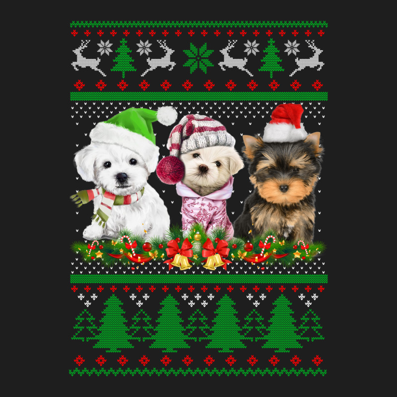 Three Yorkshire Terrier Christmas Cute Gift Classic T-shirt by KwadjelynSims | Artistshot