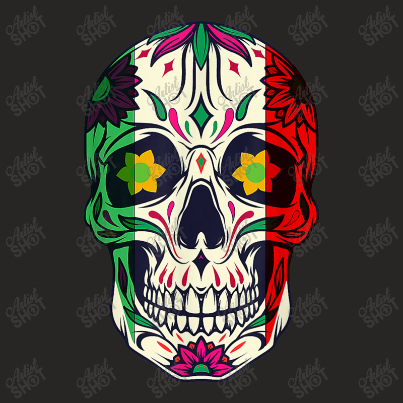 Skull Cinco De Mayo Sugar Skull Mexican Flag Stripes Calavera Ladies Fitted T-Shirt by urethrapricey | Artistshot